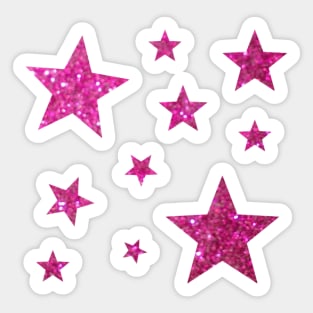 Hot Pink Faux Glitter Stars Sticker